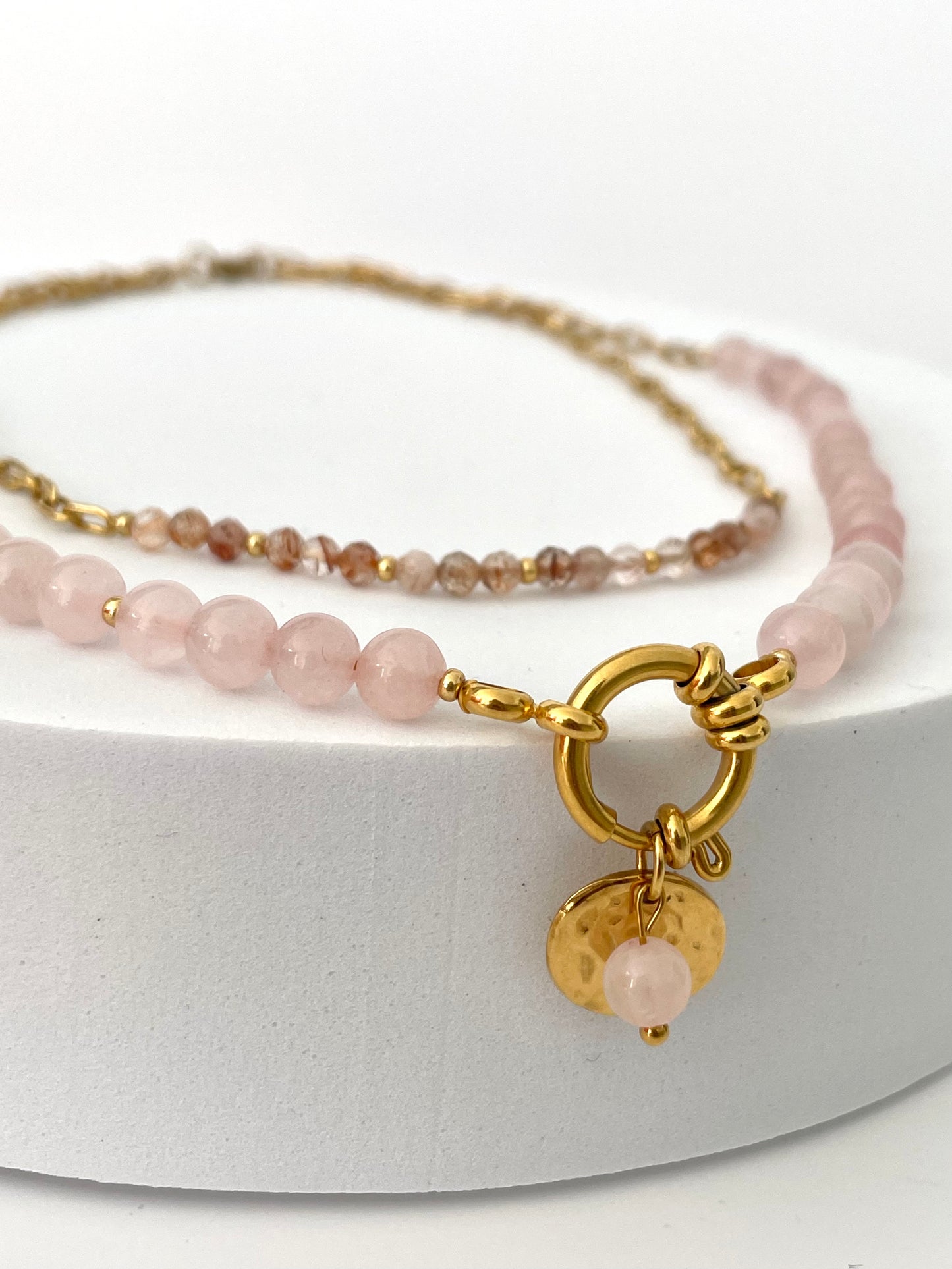 Collier Diana en Quartz rose