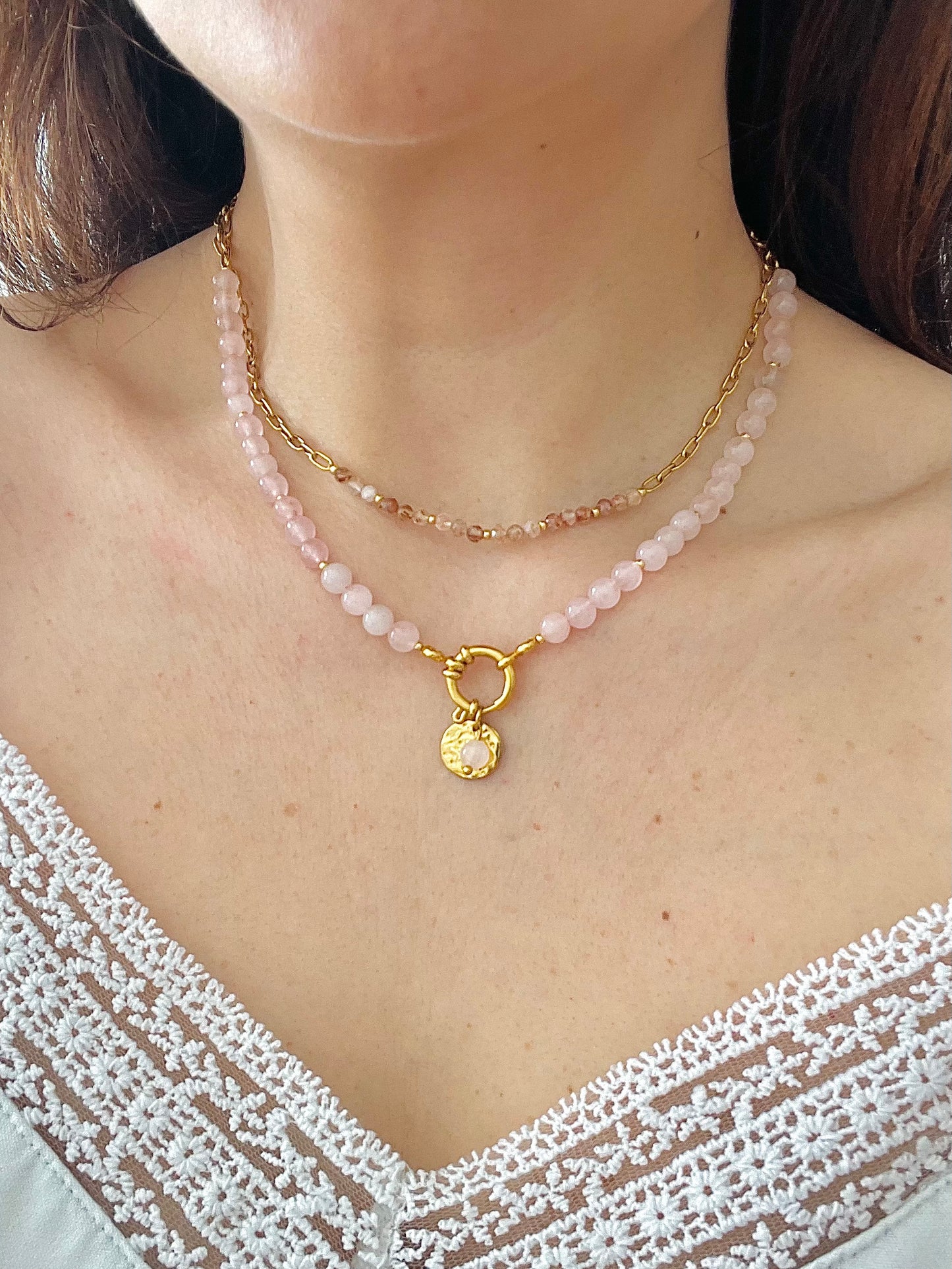 Collier Diana en Quartz rose
