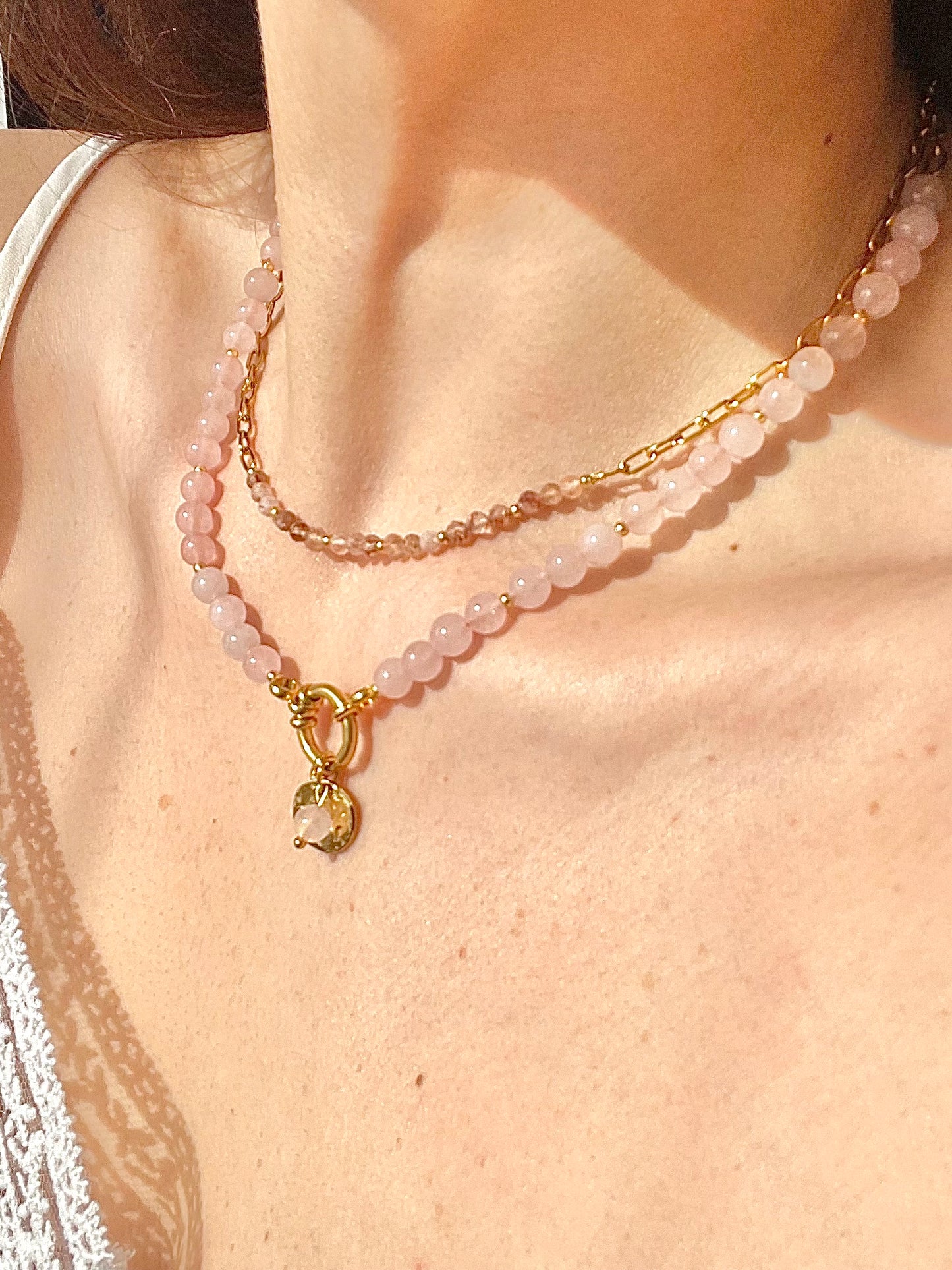 Collier Diana en Quartz rose