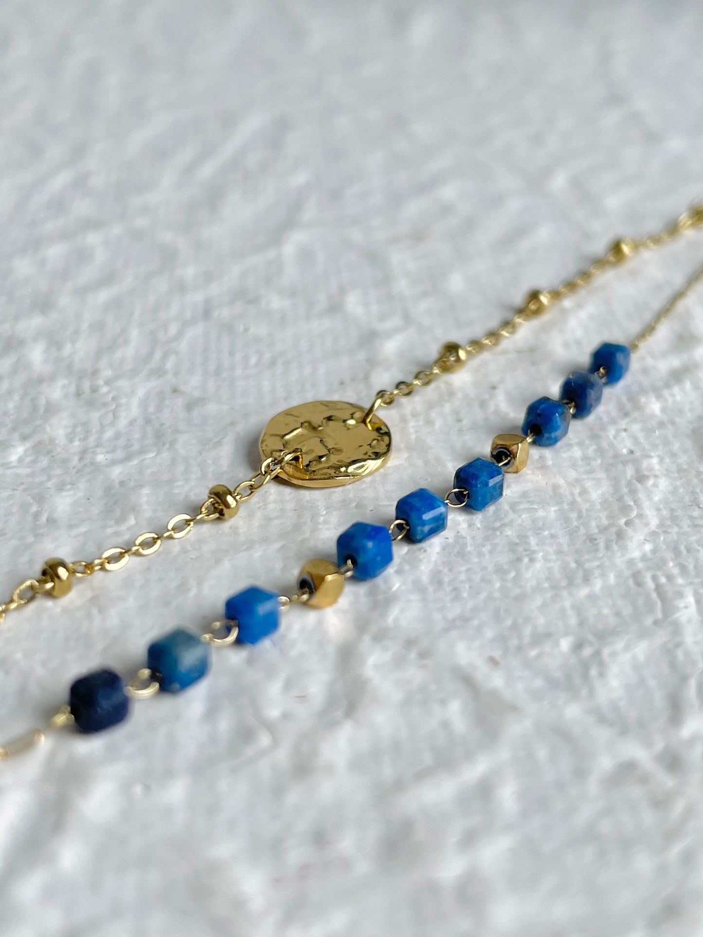 Bracelet double pierre lapis-lazuli