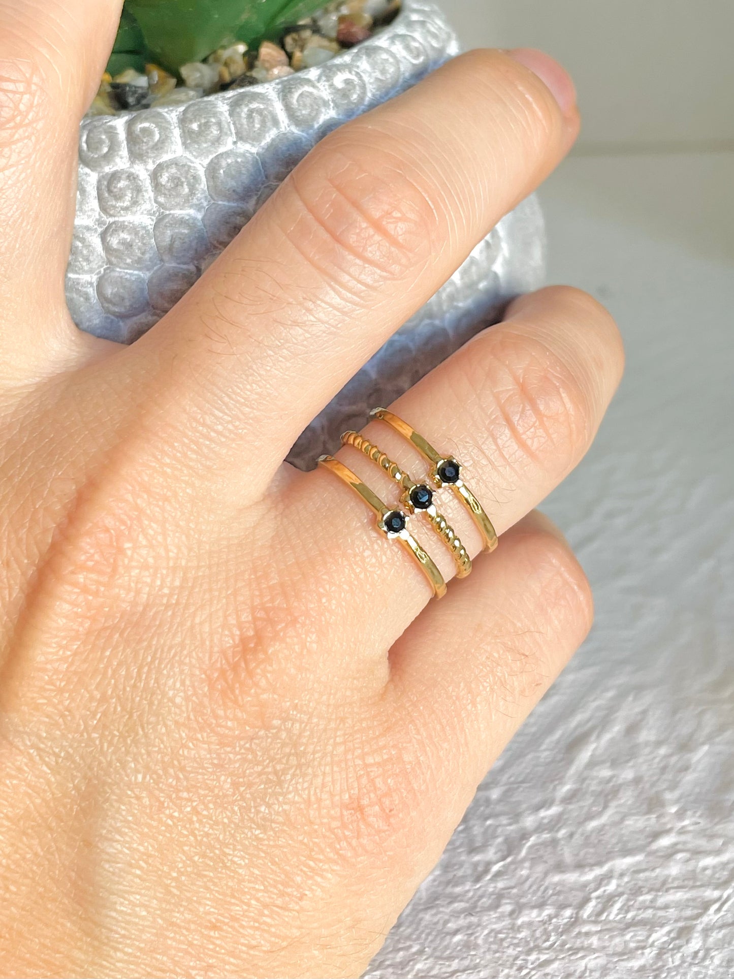 Bague triple Agathe noire