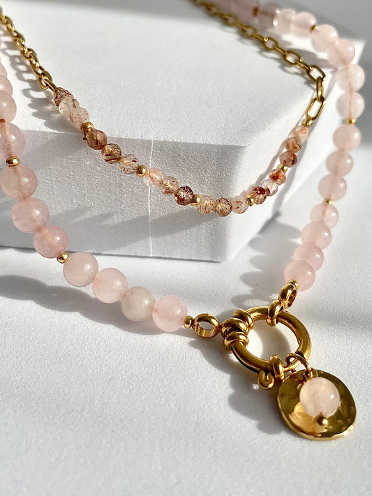 Collier Diana en Quartz rose