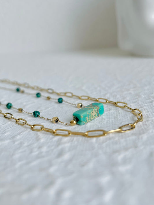 Collier double pierre Amazonite