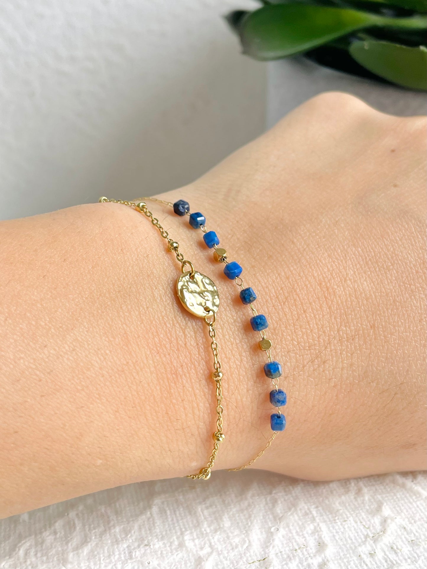 Bracelet double pierre lapis-lazuli