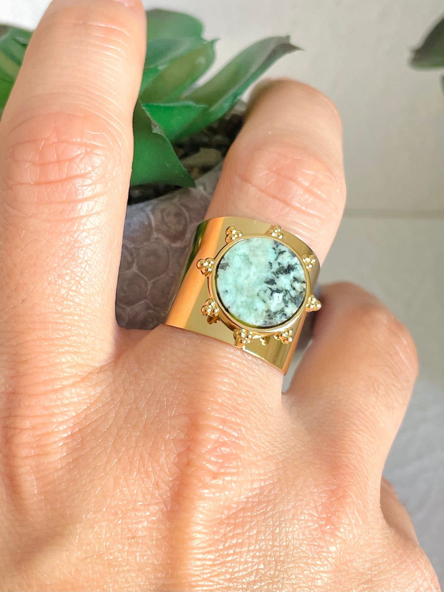 Bague large Amazonite